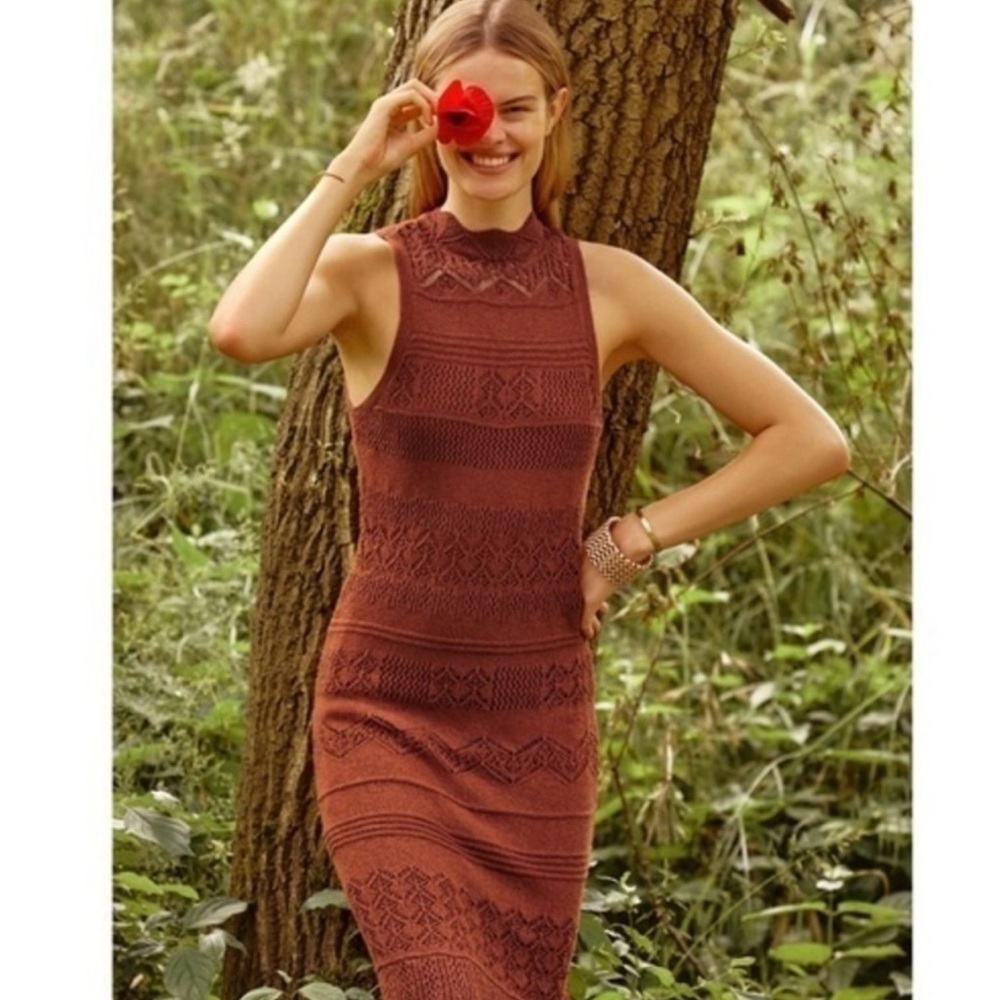 Anthropology Sleeveless Knit Dress in Rust
